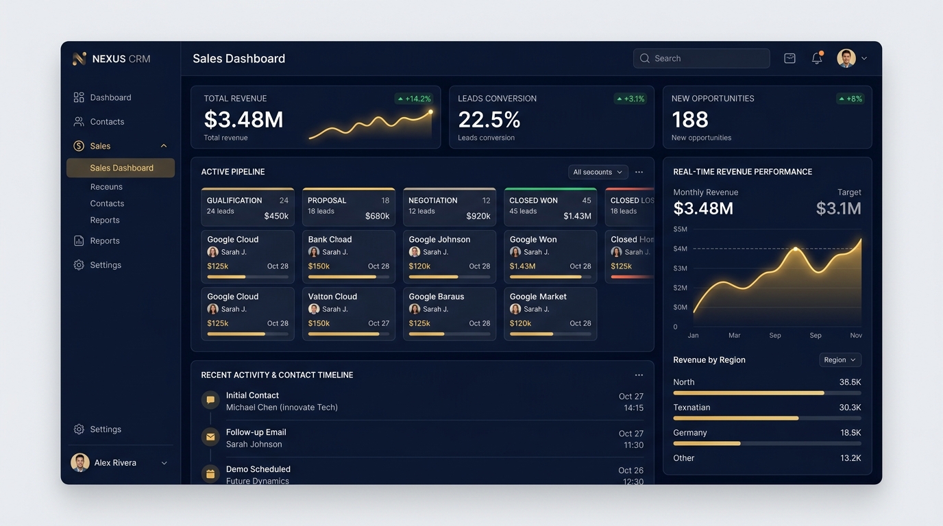 Custom CRM Sales Pipeline Dashboard Interface